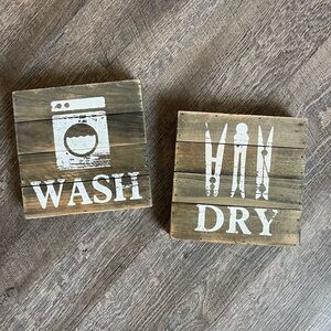 Set of wood laundry signs decor